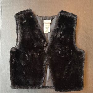 Faux Fur Vest in Dark Brown
